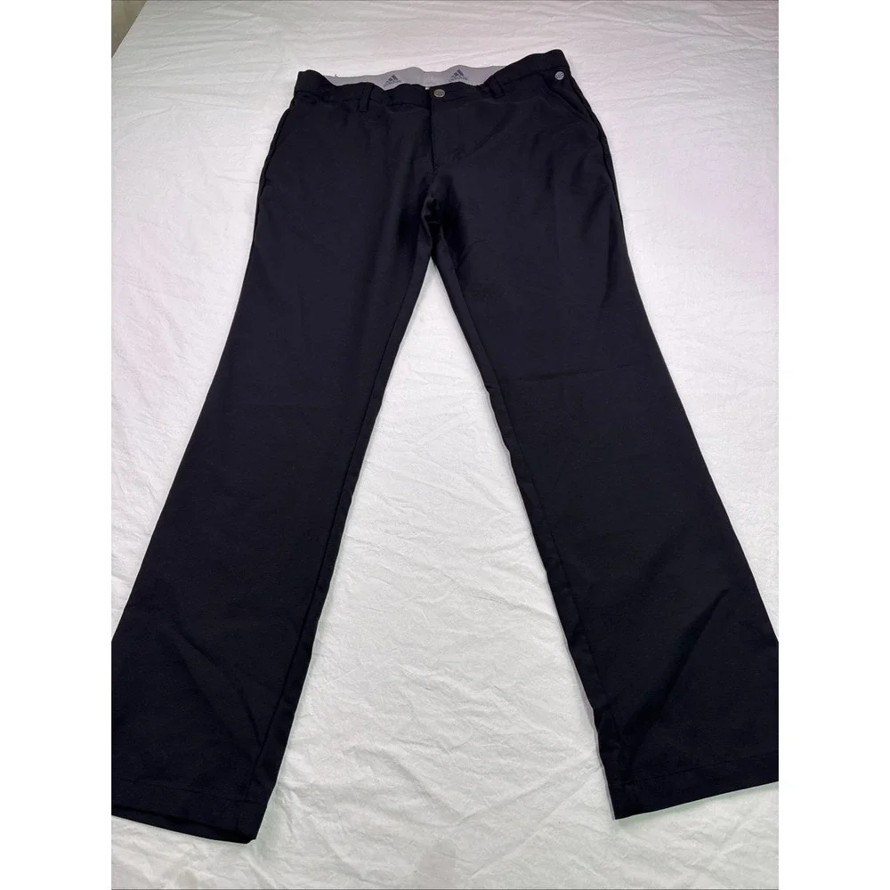 Adidas Pants Men 34 x32  BLACK  Straight Golf Flat Front  Climacool PERFORMANCE